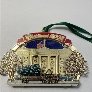 2003 White House Historical Association Ornement Gold and Red Holiday Ornament